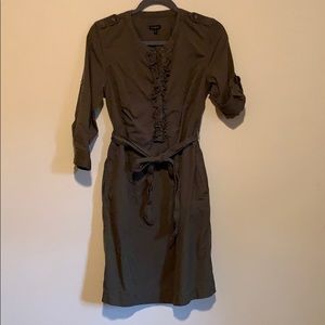 Green ruffle shirt dress